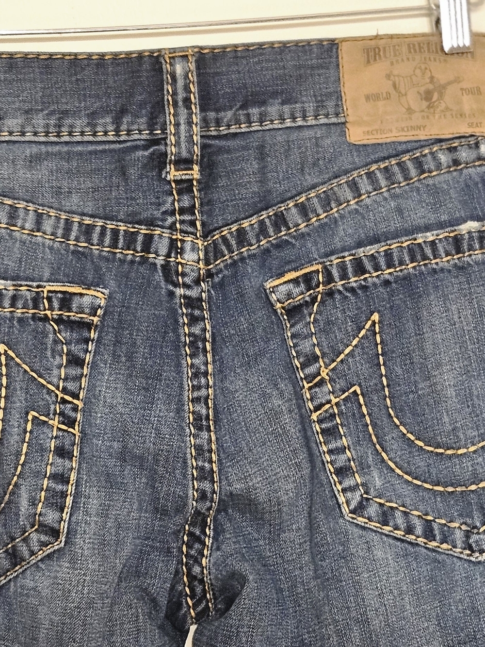 True Religion Dark Wash Bootcut Jeans with Contrast Stitching